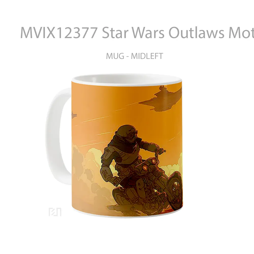 Mug Star Wars Outlaws Motorcycle Gelas Keramik Desain Unik - All-side / Desain