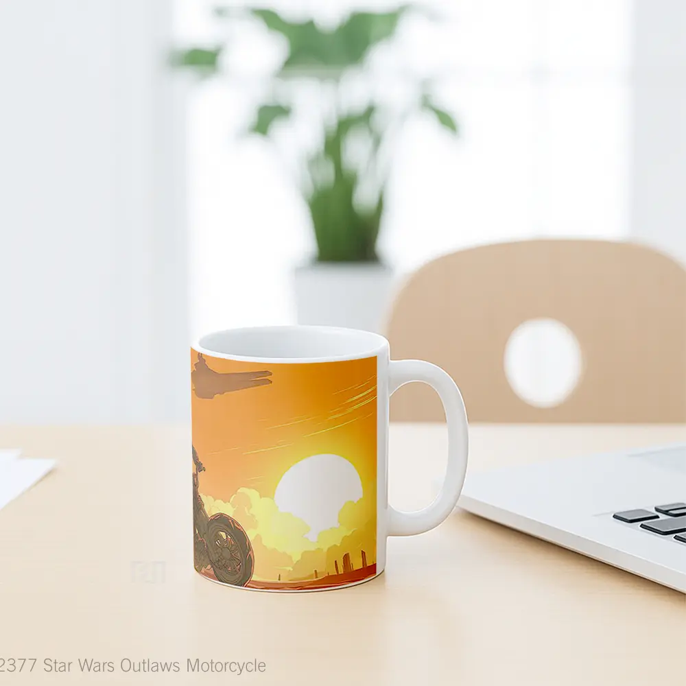 Mug Star Wars Outlaws Motorcycle Gelas Keramik Desain Unik - All-side / Desain