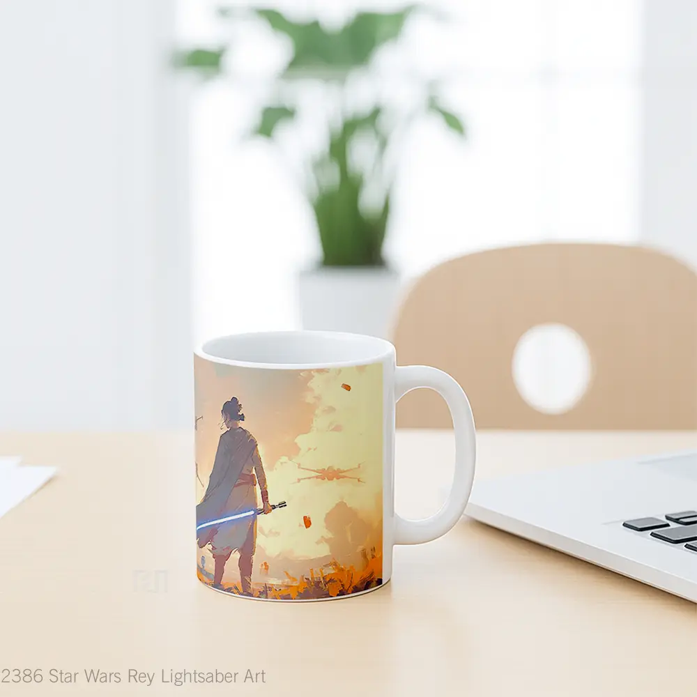 Mug Star Wars Rey Lightsaber Art Gelas Keramik Desain Unik - All-side / Desain