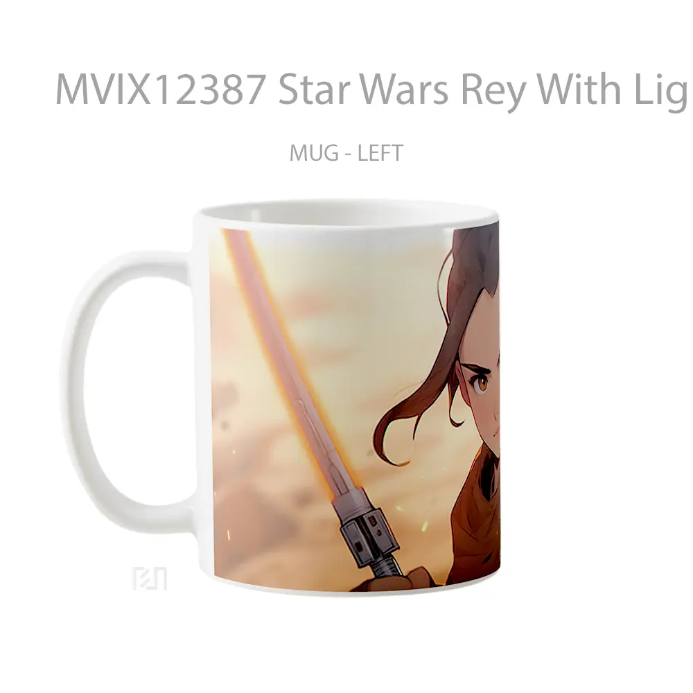Mug Star Wars Rey With Lightsaber Cartoon Gelas Keramik Desain Unik - All-side / Desain