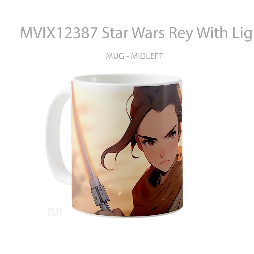 Mug Star Wars Rey With Lightsaber Cartoon Gelas Keramik Desain Unik - All-side / Desain