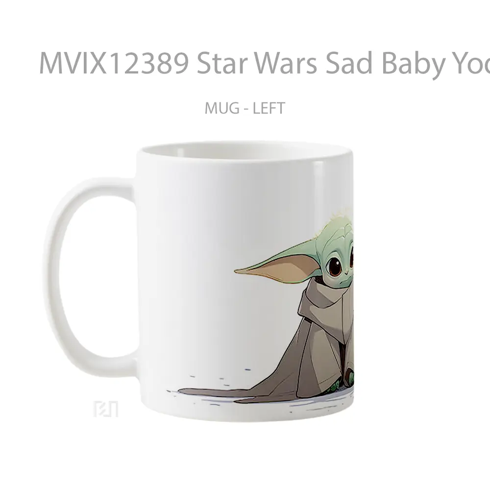 Mug Star Wars Sad Baby Yoda White Hadiah Lucu dan Menarik - All-side / Desain
