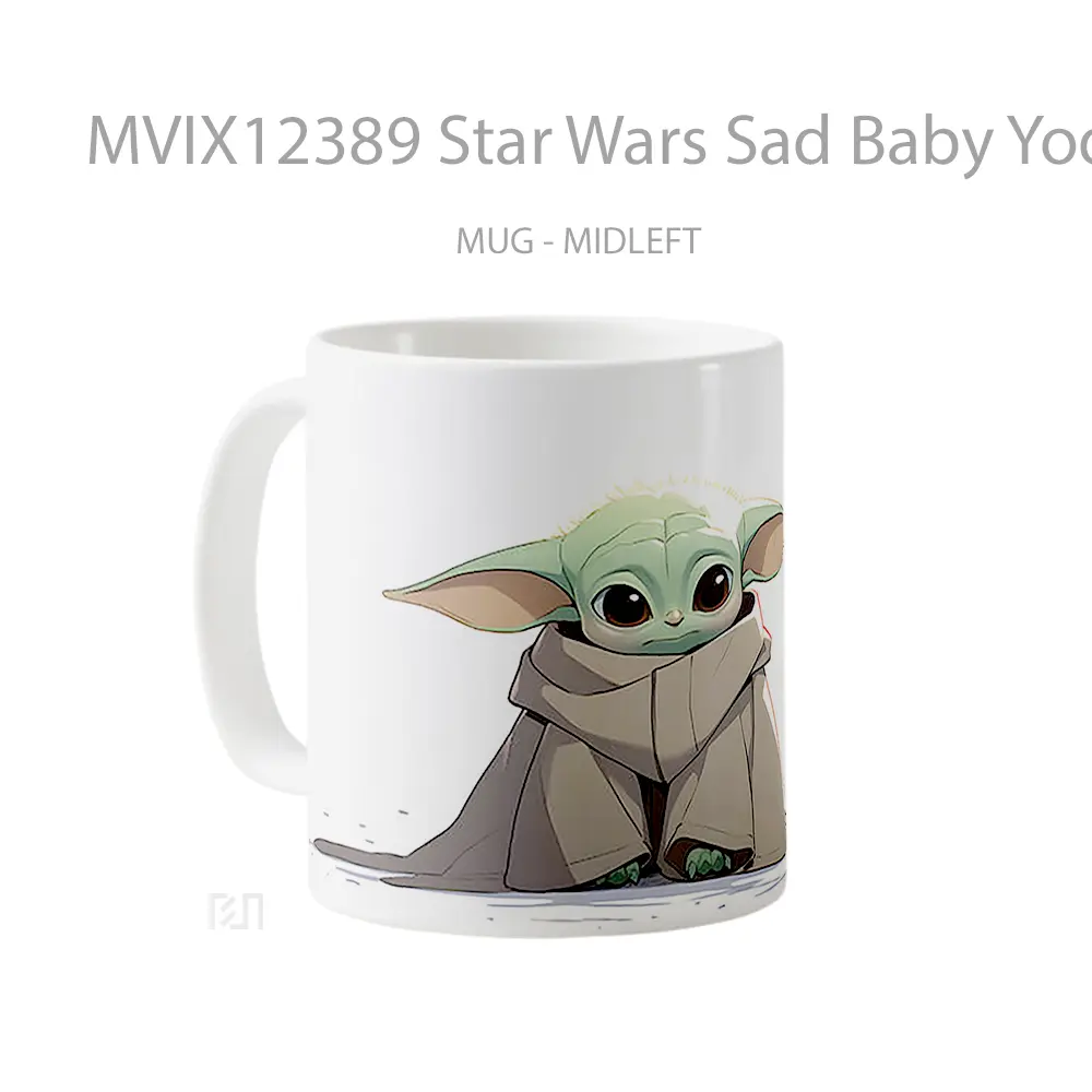 Mug Star Wars Sad Baby Yoda White Hadiah Lucu dan Menarik - All-side / Desain
