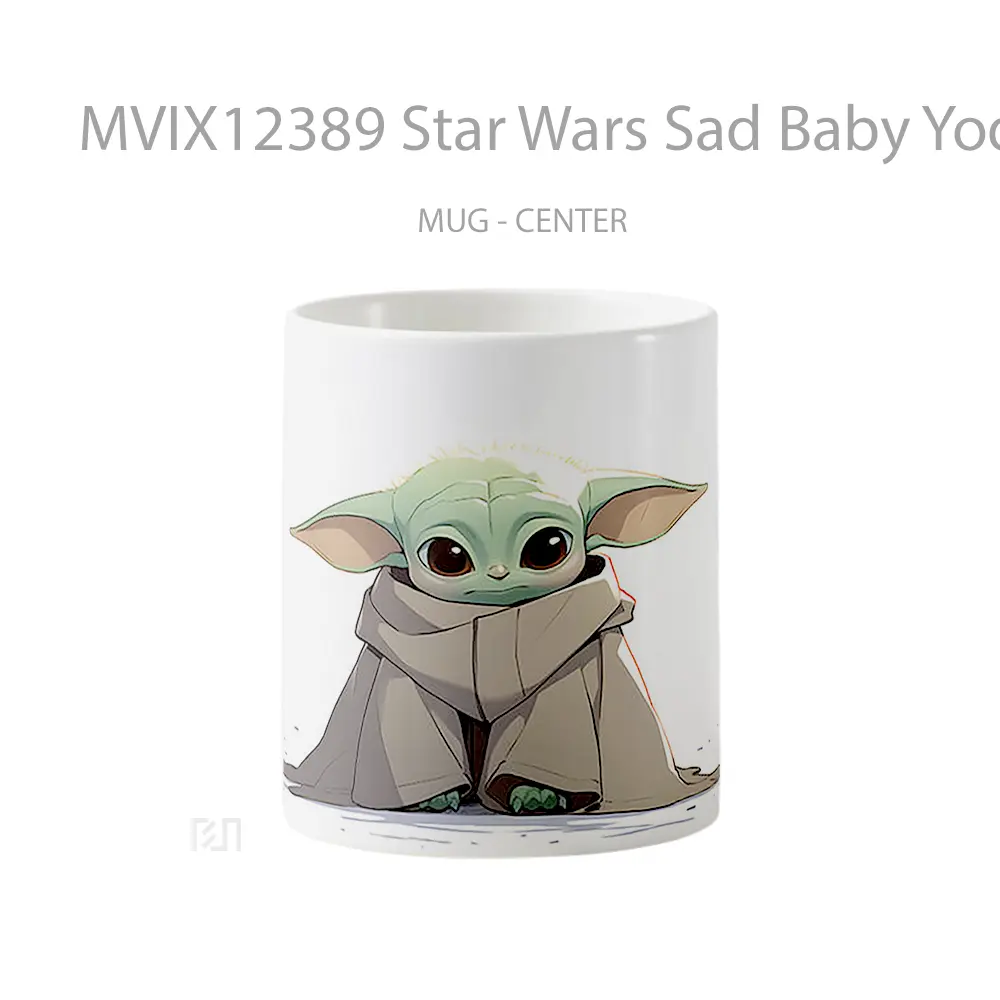 Mug Star Wars Sad Baby Yoda White Hadiah Lucu dan Menarik