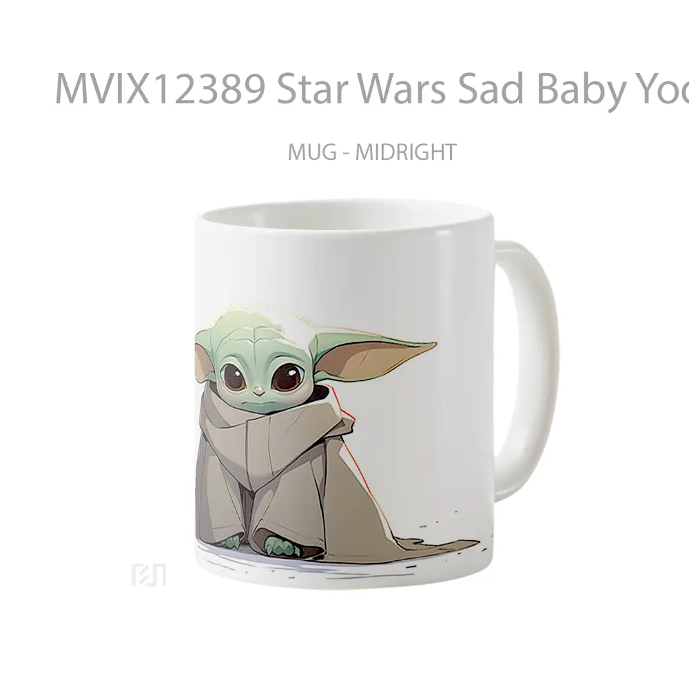 Mug Star Wars Sad Baby Yoda White Hadiah Lucu dan Menarik - All-side / Desain