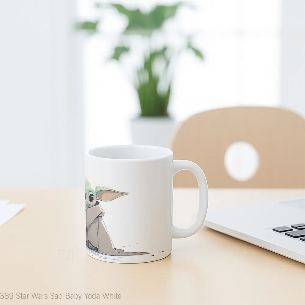 Mug Star Wars Sad Baby Yoda White Hadiah Lucu dan Menarik - All-side / Desain
