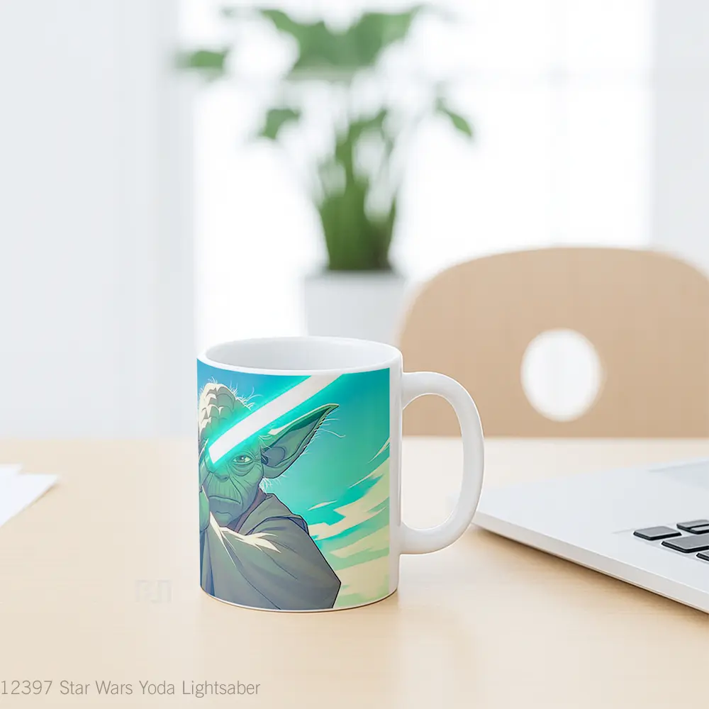 Mug Star Wars Yoda Lightsaber Mug Aesthetic Koleksi Spesial - All-side / Desain