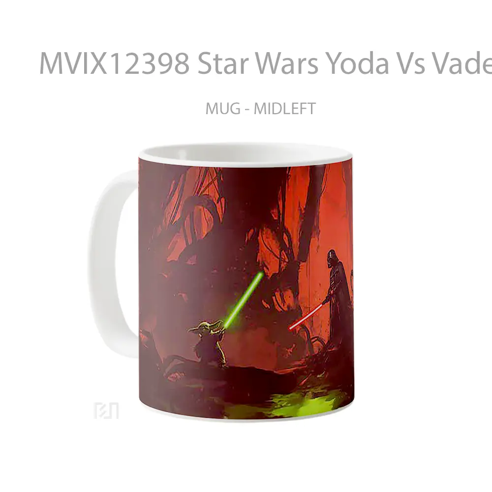 Mug Star Wars Yoda Vs Vader Duel Mug Aesthetic Koleksi Spesial - All-side / Desain