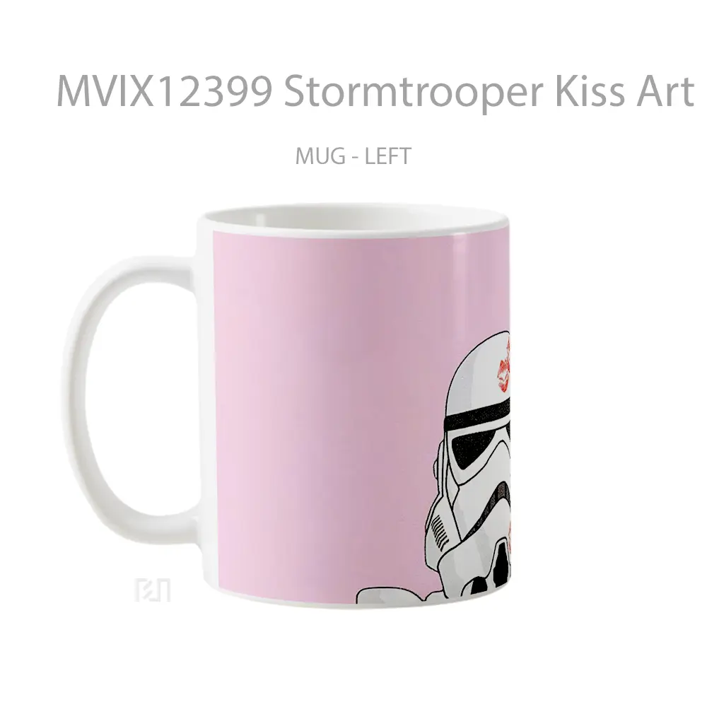 Mug Stormtrooper Kiss Art Pink Background Hadiah Lucu dan Menarik - All-side / Desain