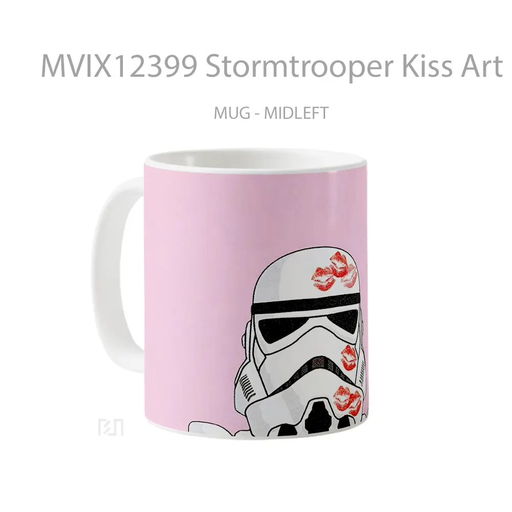 Mug Stormtrooper Kiss Art Pink Background Hadiah Lucu dan Menarik - All-side / Desain