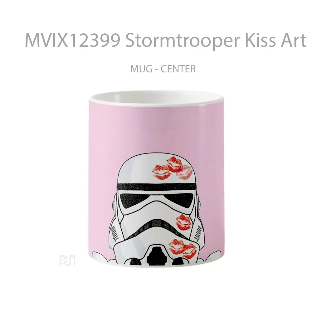 Mug Stormtrooper Kiss Art Pink Background Hadiah Lucu dan Menarik