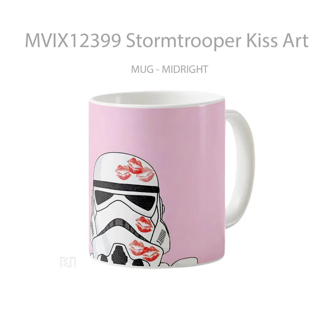 Mug Stormtrooper Kiss Art Pink Background Hadiah Lucu dan Menarik - All-side / Desain