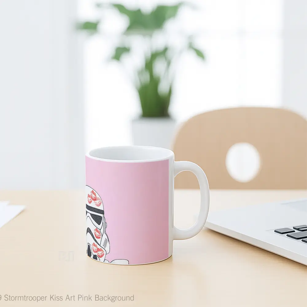 Mug Stormtrooper Kiss Art Pink Background Hadiah Lucu dan Menarik - All-side / Desain