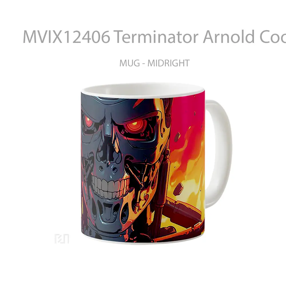 Mug Terminator Arnold Cool Fire Hadiah Lucu dan Menarik - All-side / Desain