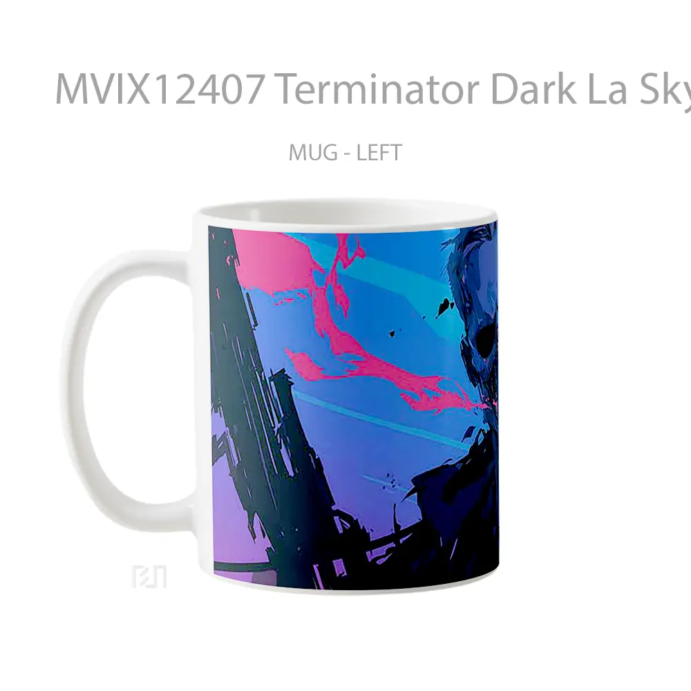 Mug Terminator Dark La Skyline Gelas Keramik Desain Unik - All-side / Desain