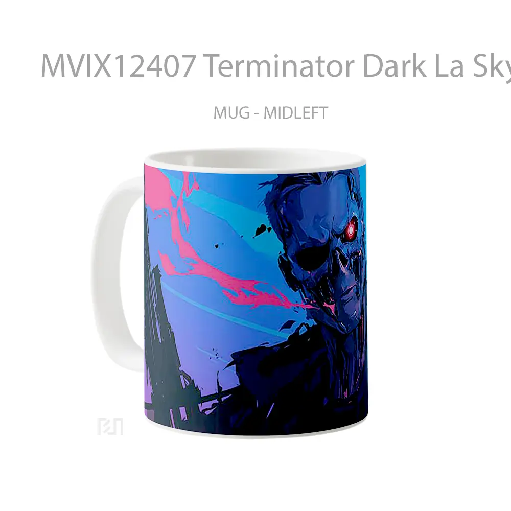 Mug Terminator Dark La Skyline Gelas Keramik Desain Unik - All-side / Desain