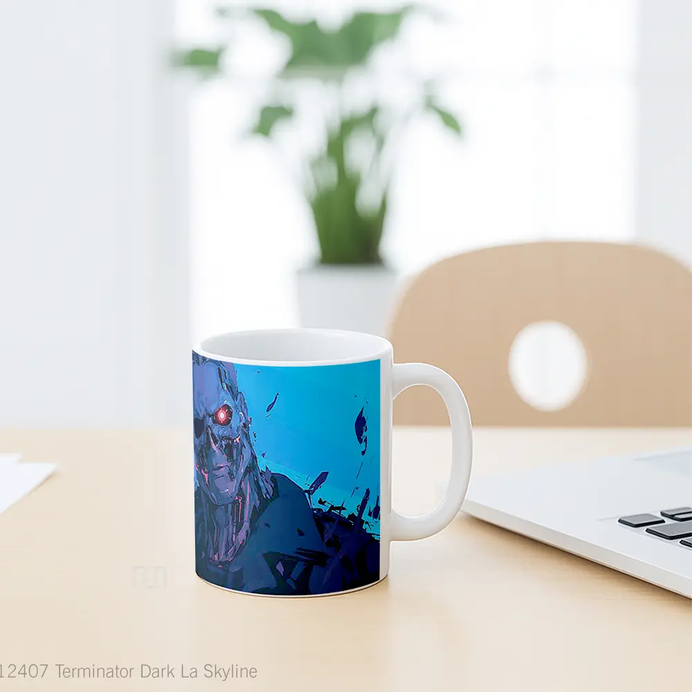 Mug Terminator Dark La Skyline Gelas Keramik Desain Unik - All-side / Desain