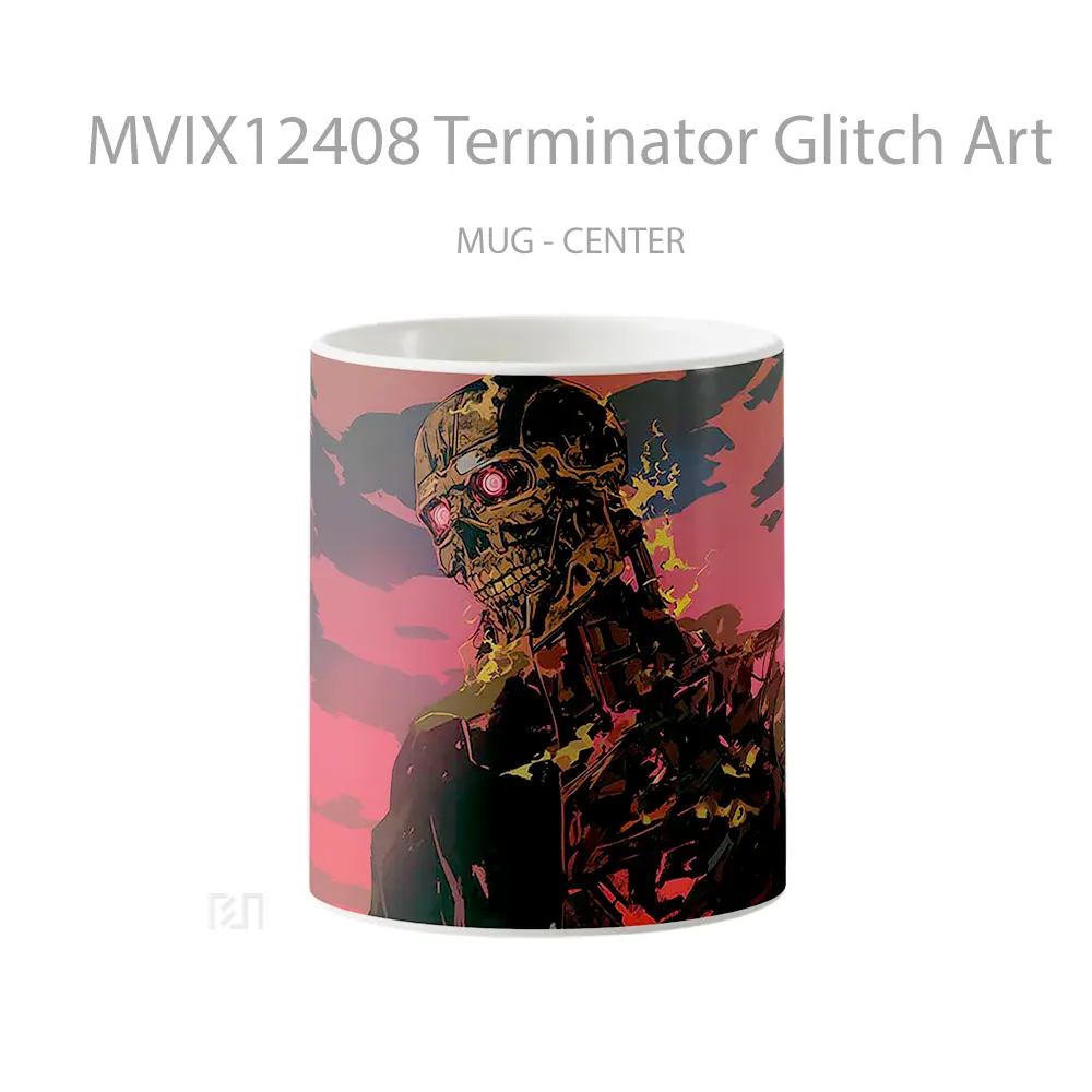 Mug Terminator Glitch Art Mug Aesthetic Koleksi Spesial