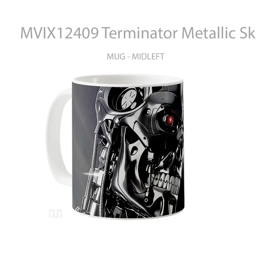 Mug Terminator Metallic Skull Pc Mug Aesthetic Koleksi Spesial - All-side / Desain