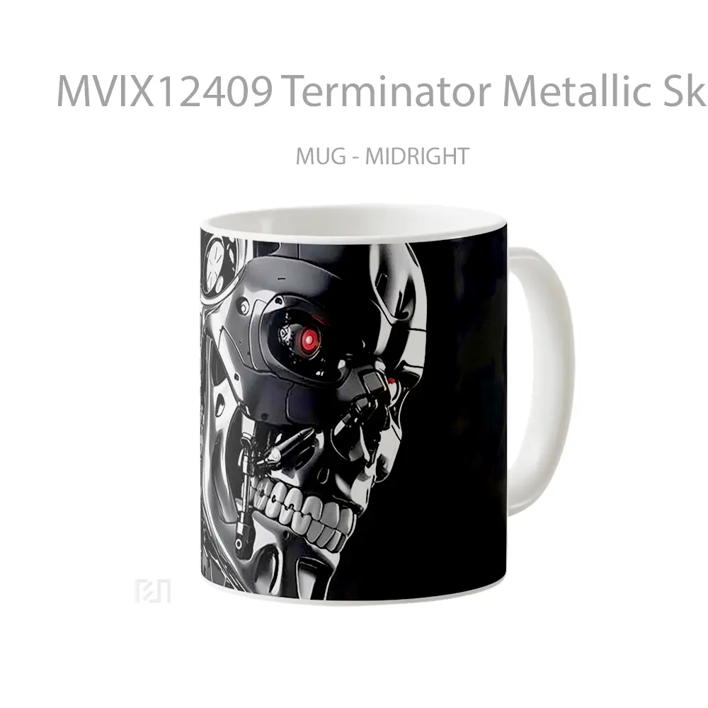 Mug Terminator Metallic Skull Pc Mug Aesthetic Koleksi Spesial - All-side / Desain