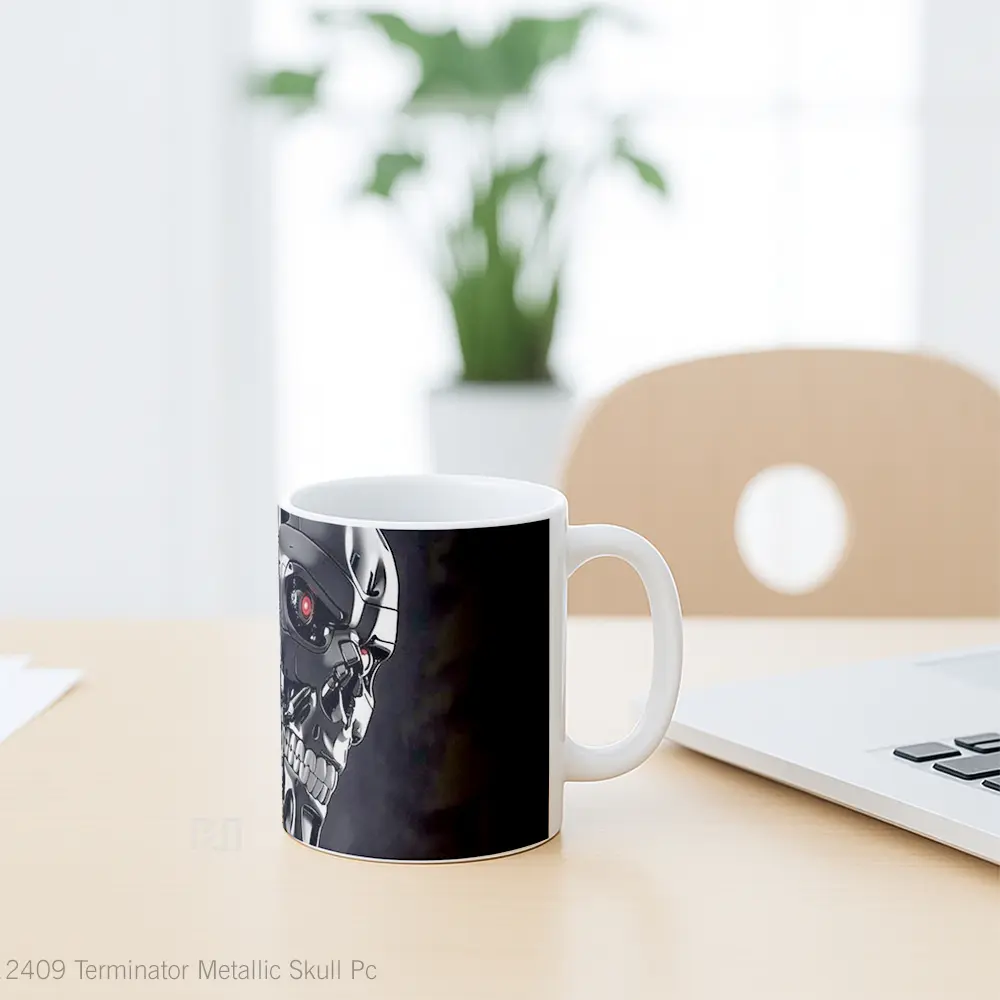 Mug Terminator Metallic Skull Pc Mug Aesthetic Koleksi Spesial - All-side / Desain