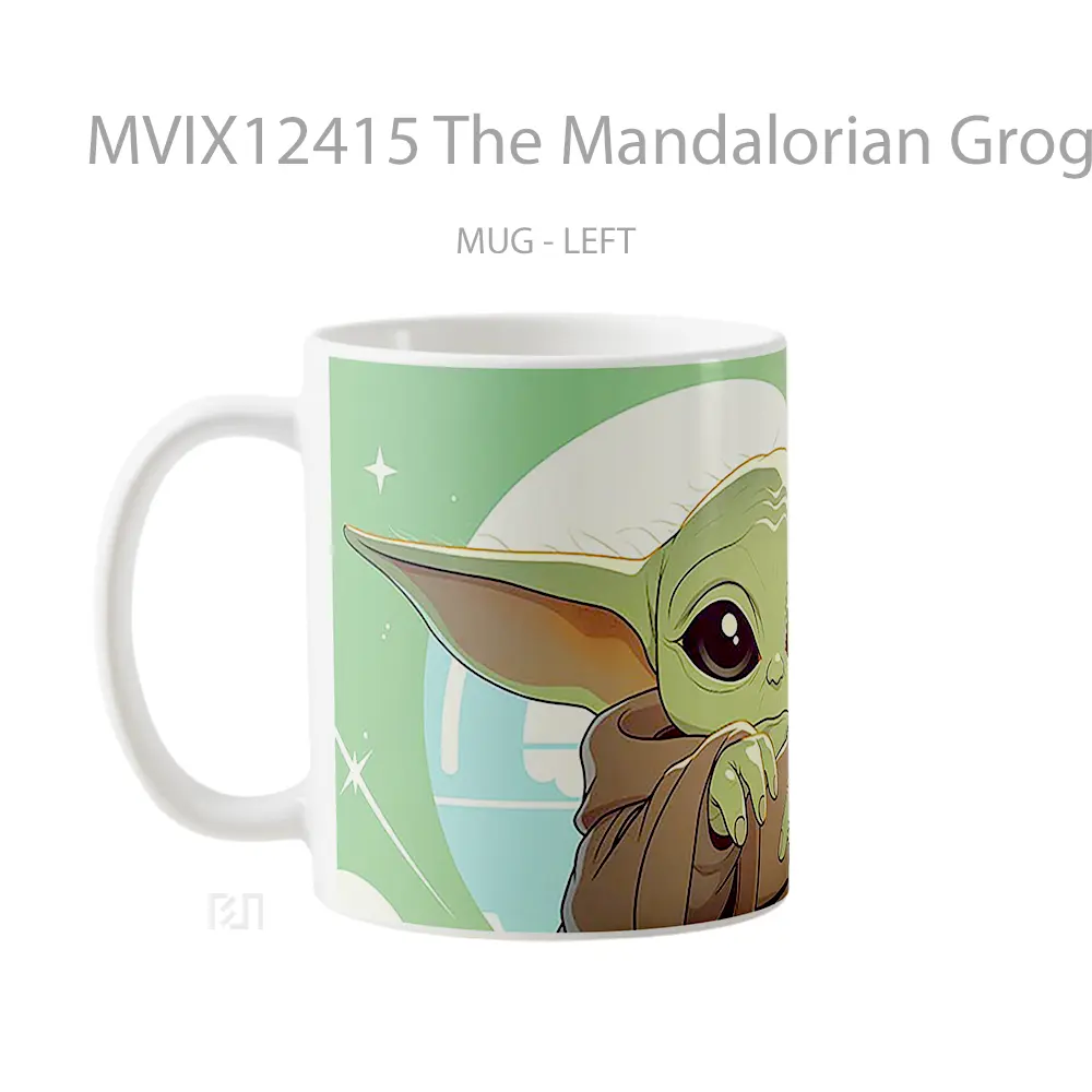 Mug The Mandalorian Grogu Green Background Hadiah Lucu dan Menarik - All-side / Desain