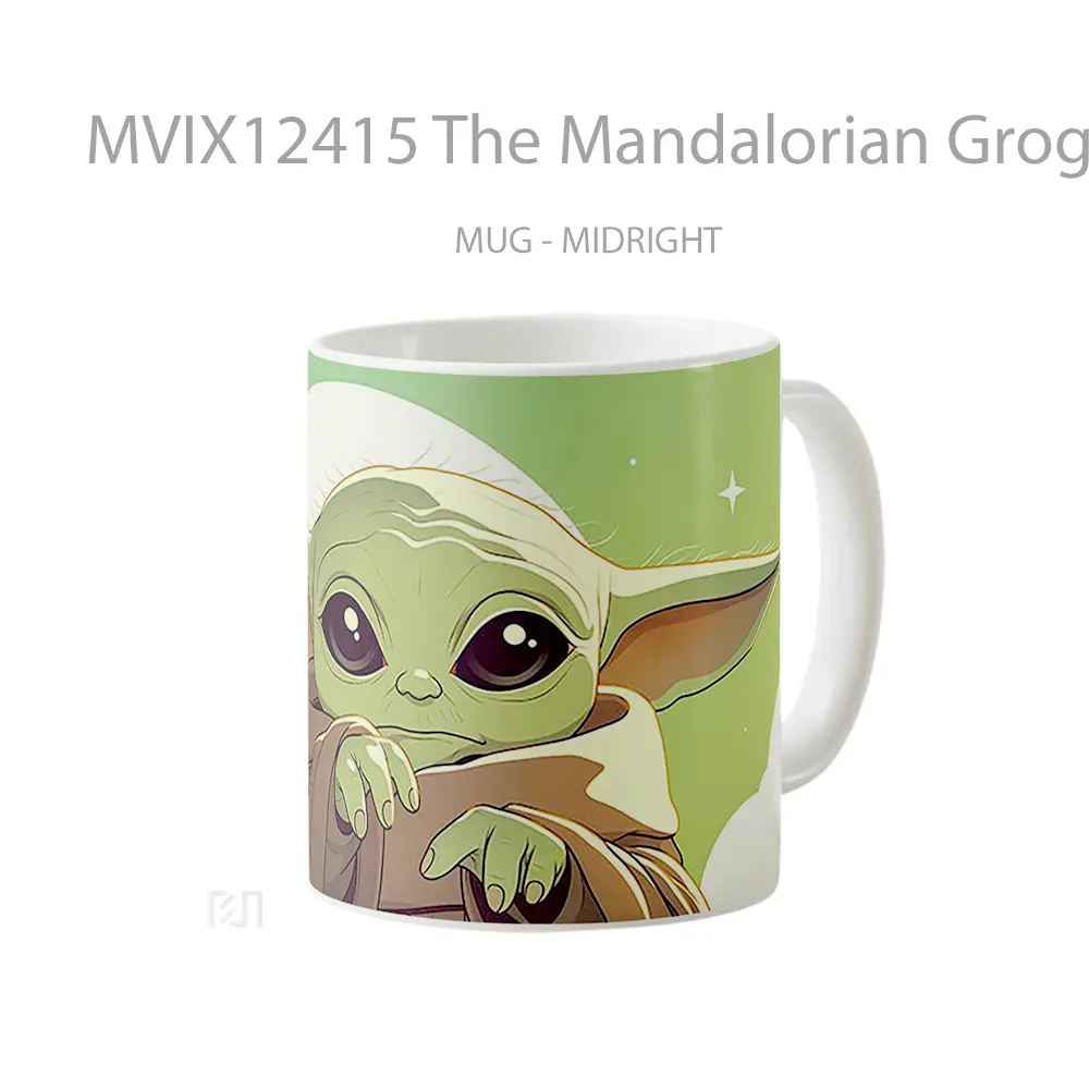 Mug The Mandalorian Grogu Green Background Hadiah Lucu dan Menarik - All-side / Desain