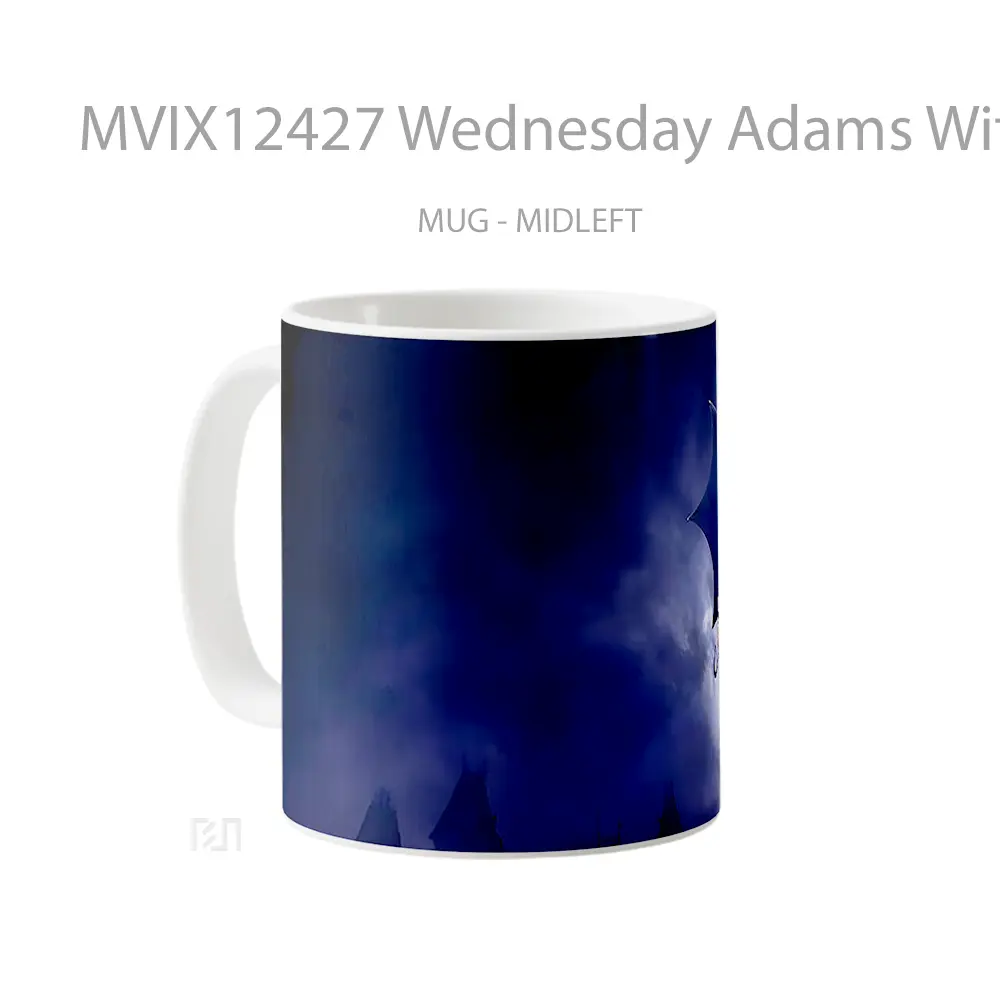 Mug Wednesday Adams With Umbrella Purple Gelas Keramik Desain Unik - All-side / Desain