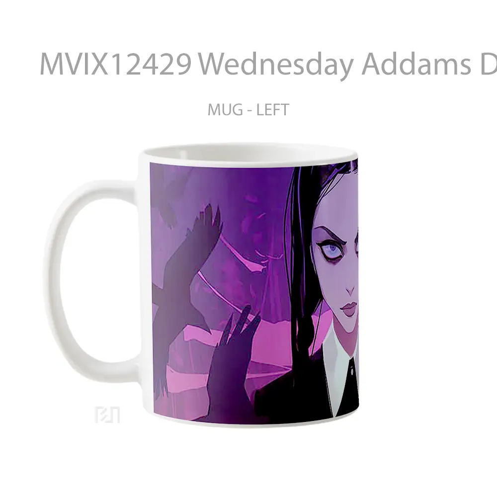 Mug Wednesday Addams Dark Elegance Hadiah Lucu dan Menarik - All-side / Desain