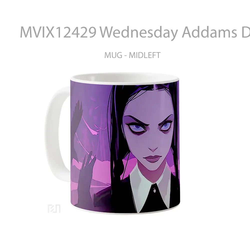 Mug Wednesday Addams Dark Elegance Hadiah Lucu dan Menarik - All-side / Desain