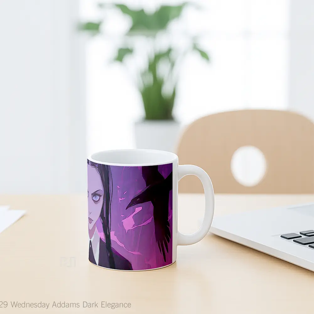 Mug Wednesday Addams Dark Elegance Hadiah Lucu dan Menarik - All-side / Desain