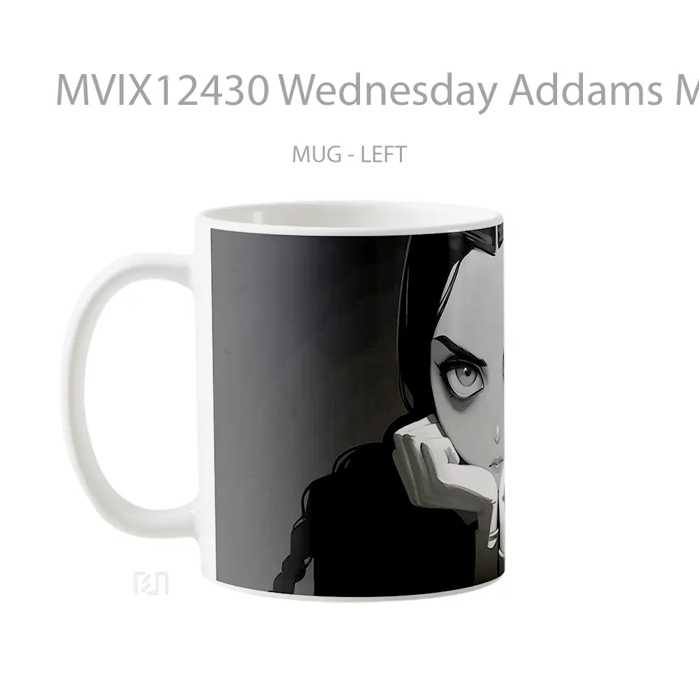 Mug Wednesday Addams Monochrome Dark Stare Gelas Keramik Desain Unik - All-side / Desain