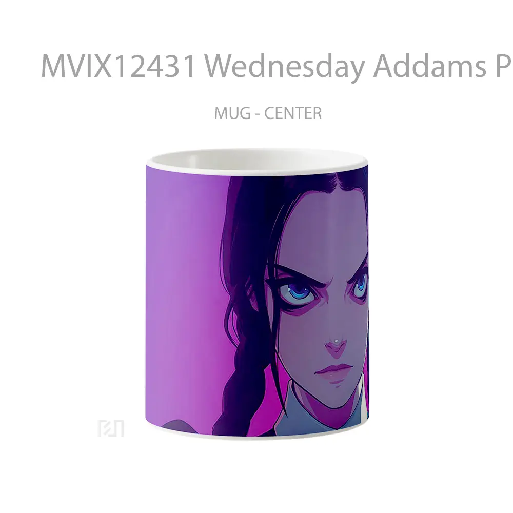 Mug Wednesday Addams Pink Purple Glare Hadiah Lucu dan Menarik