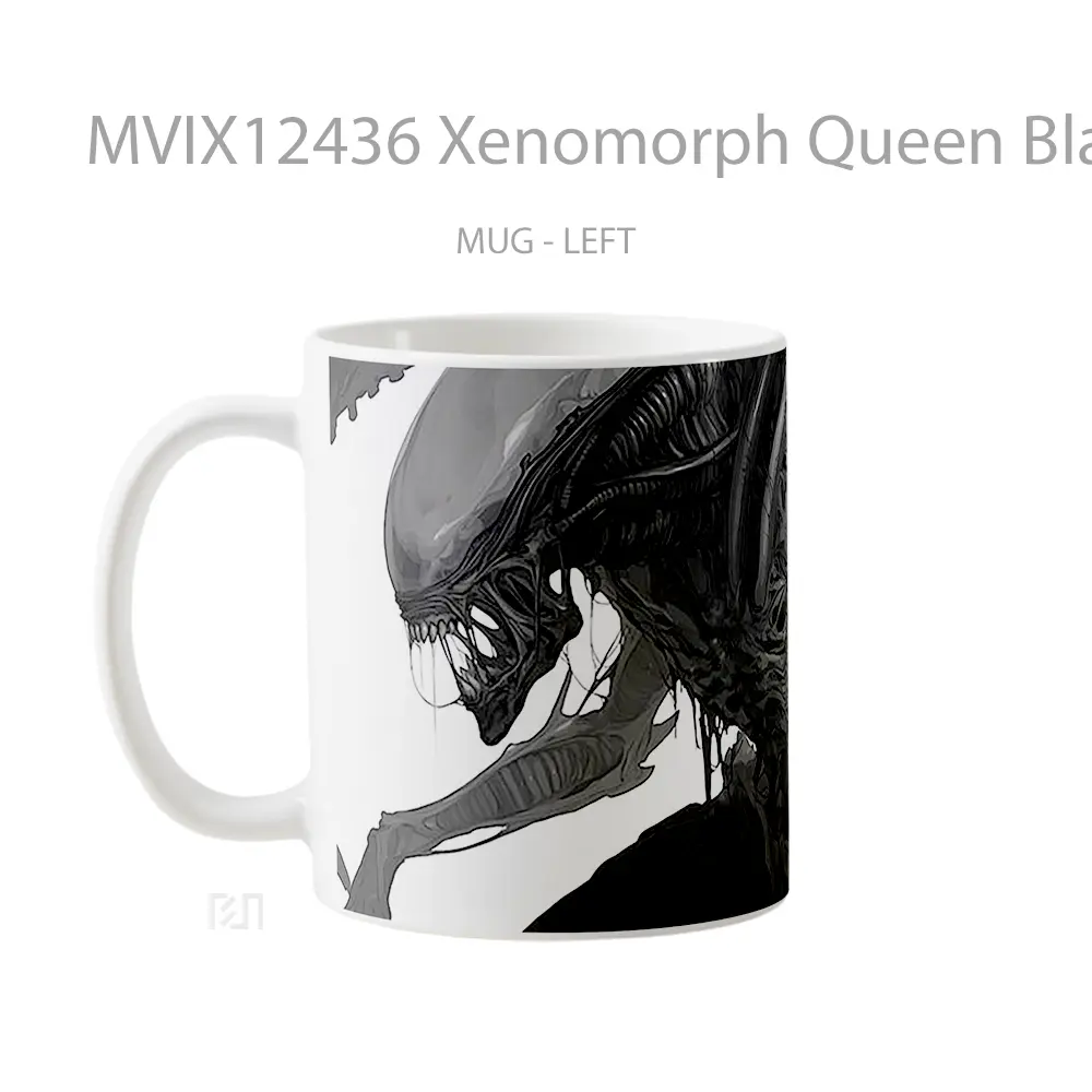 Mug Xenomorph Queen Black And White Alien Koleksi Mug Limited Edition - All-side / Desain