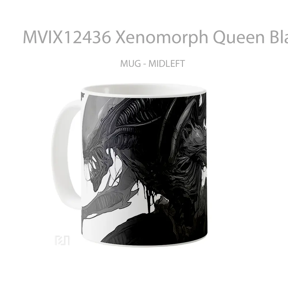Mug Xenomorph Queen Black And White Alien Koleksi Mug Limited Edition - All-side / Desain