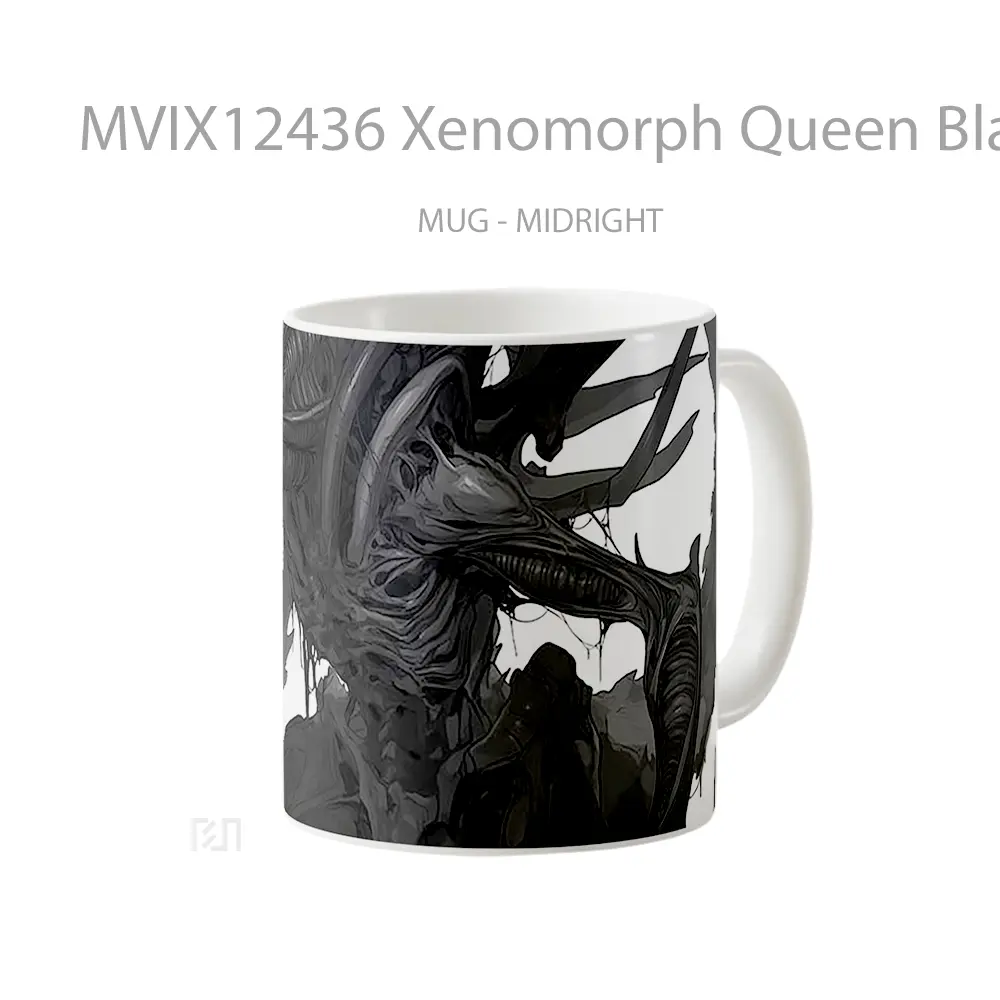 Mug Xenomorph Queen Black And White Alien Koleksi Mug Limited Edition - All-side / Desain