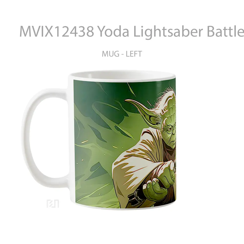 Mug Yoda Lightsaber Battle Pc Gelas Keramik Desain Unik - All-side / Desain