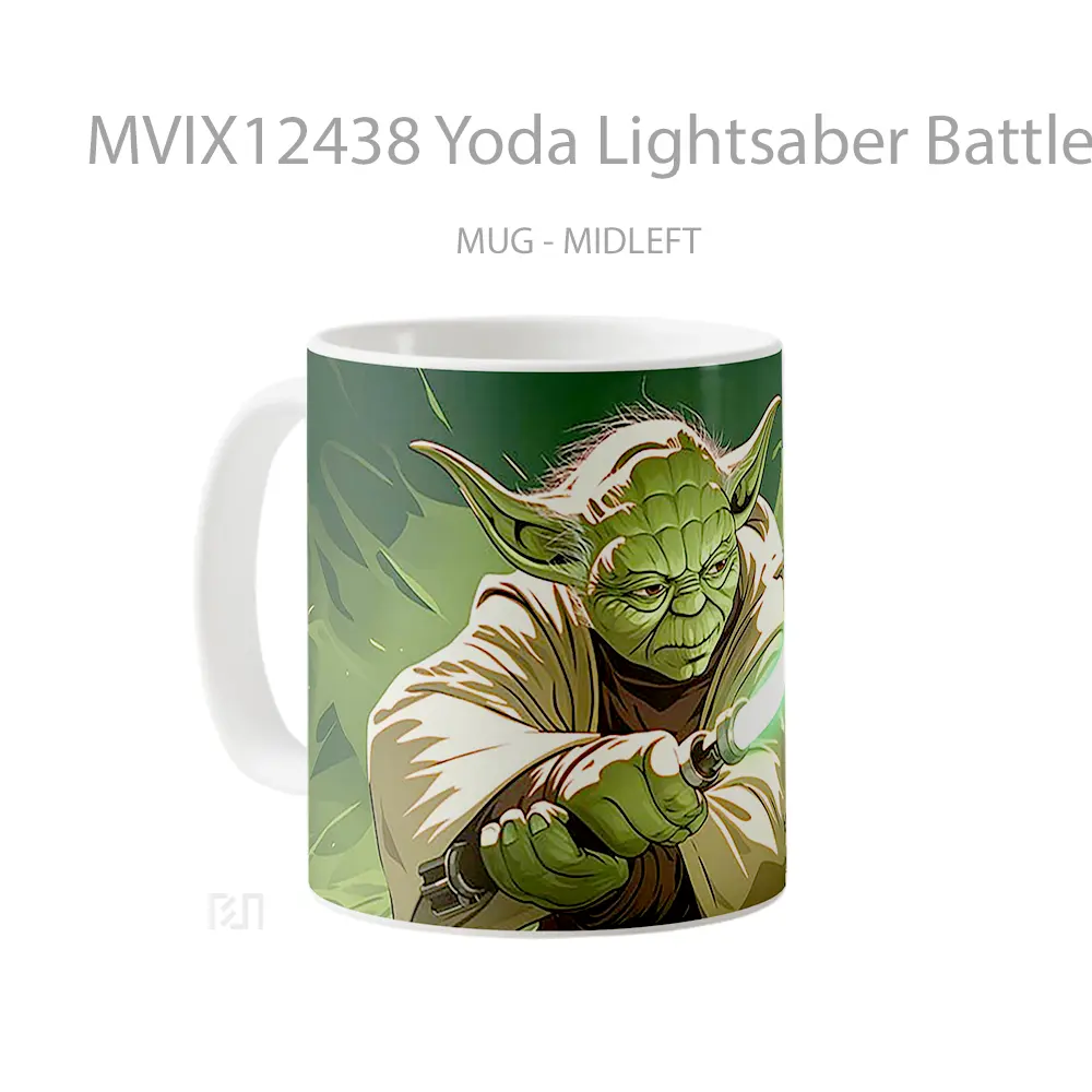 Mug Yoda Lightsaber Battle Pc Gelas Keramik Desain Unik - All-side / Desain