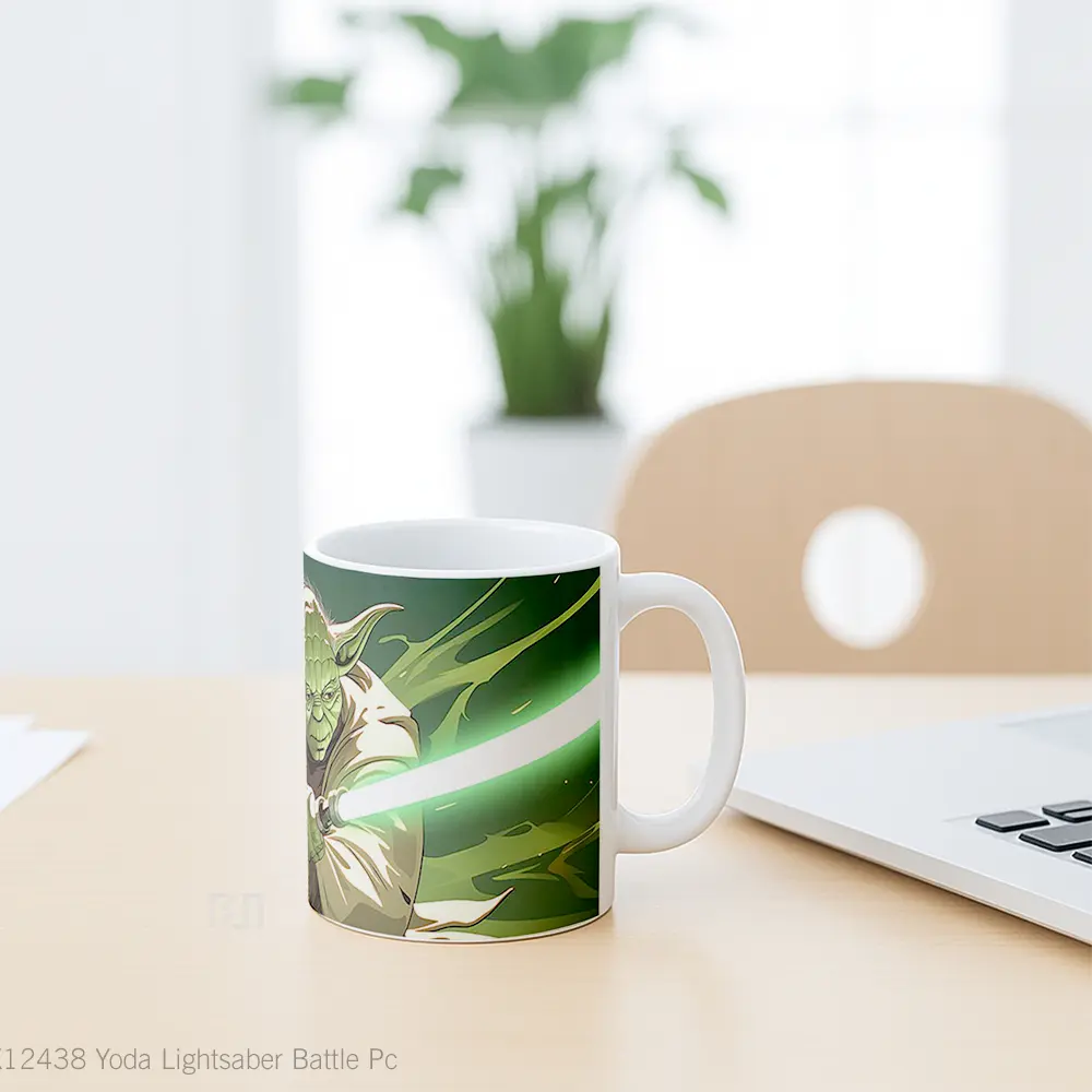 Mug Yoda Lightsaber Battle Pc Gelas Keramik Desain Unik - All-side / Desain