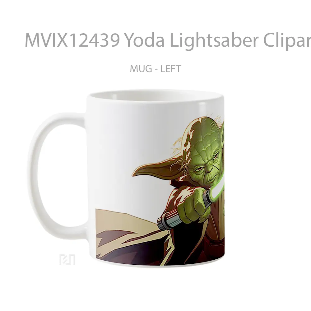 Mug Yoda Lightsaber Clipart Hadiah Lucu dan Menarik - All-side / Desain