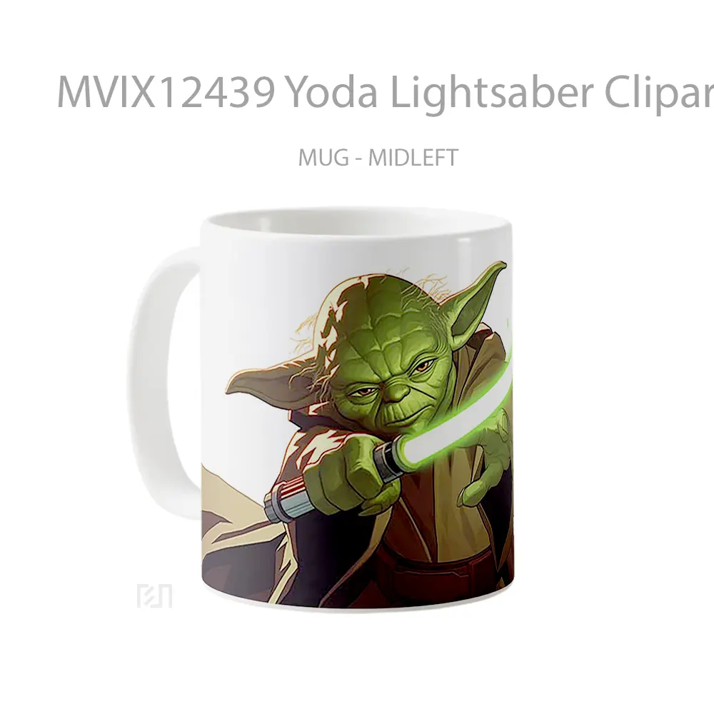 Mug Yoda Lightsaber Clipart Hadiah Lucu dan Menarik - All-side / Desain
