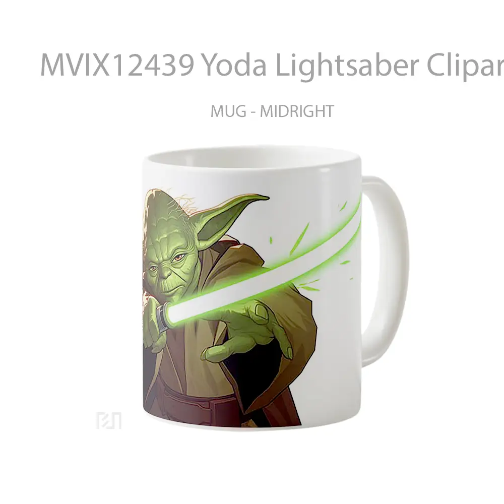 Mug Yoda Lightsaber Clipart Hadiah Lucu dan Menarik - All-side / Desain