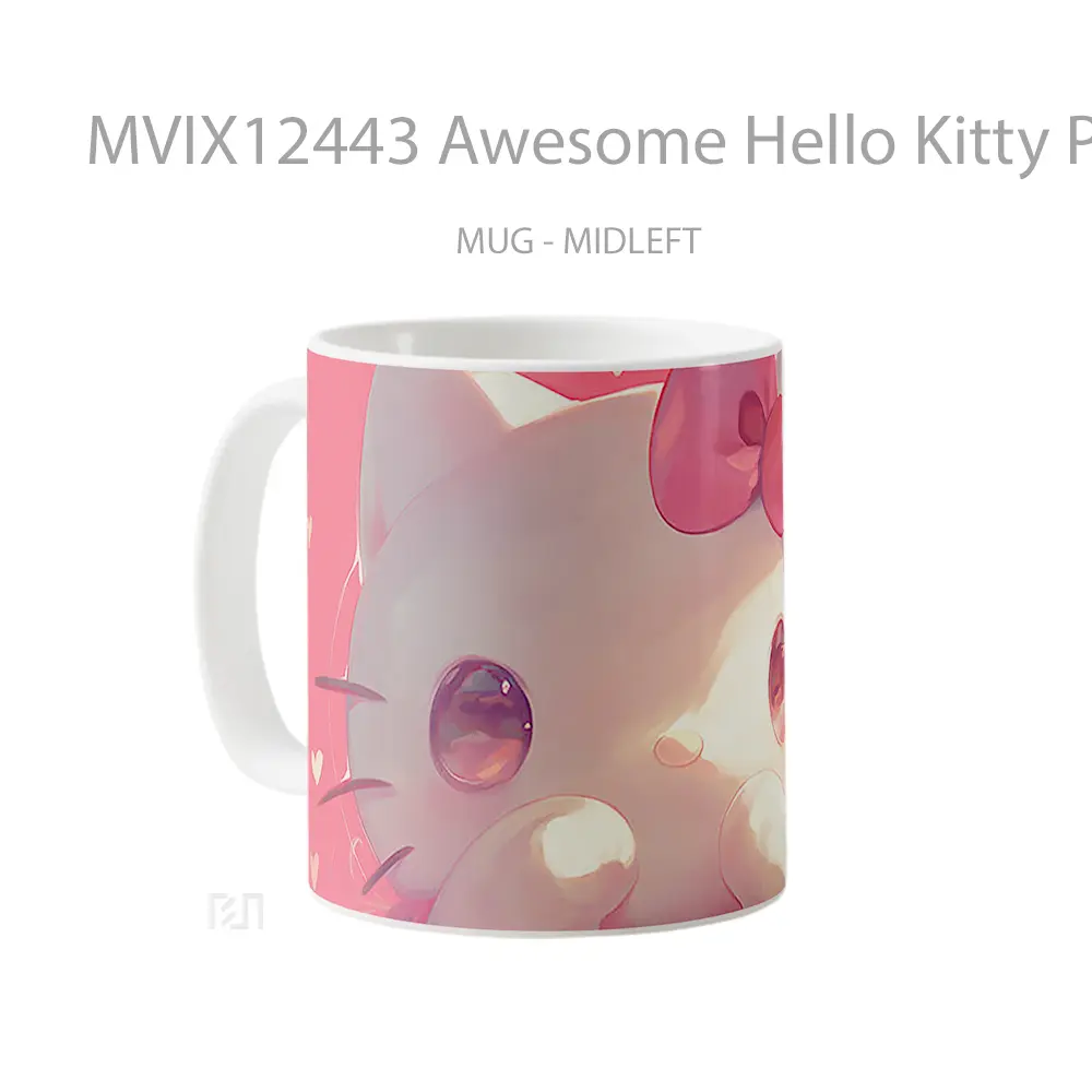 Mug Awesome Hello Kitty Pink Gelas Keramik Desain Unik - All-side / Desain
