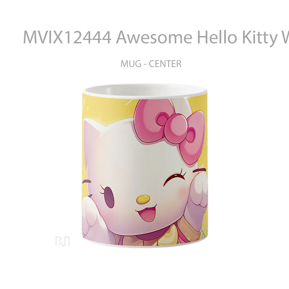 Mug Awesome Hello Kitty Winking Yellow Mug Aesthetic Koleksi Spesial