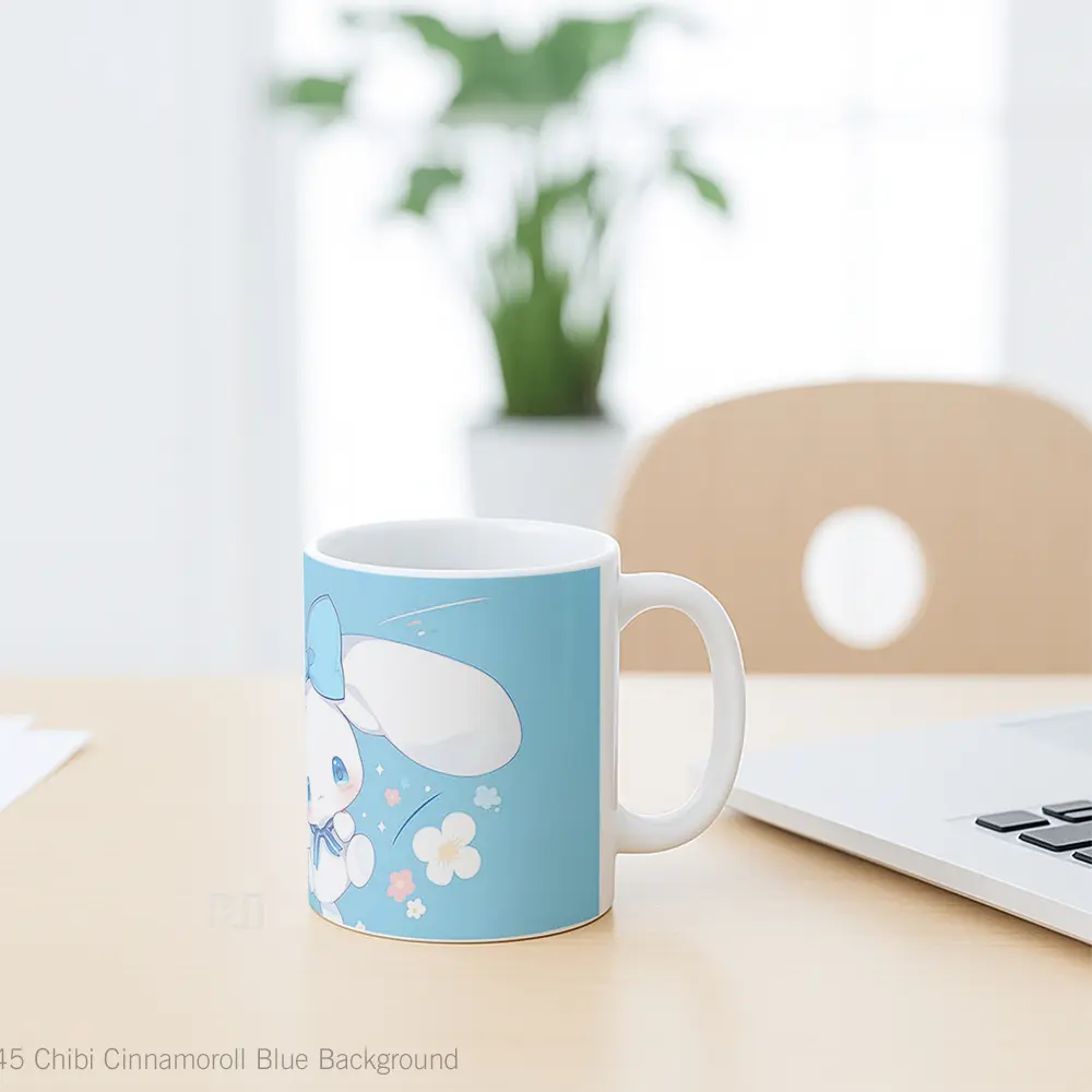 Mug Chibi Cinnamoroll Blue Background Koleksi Mug Limited Edition - All-side / Desain