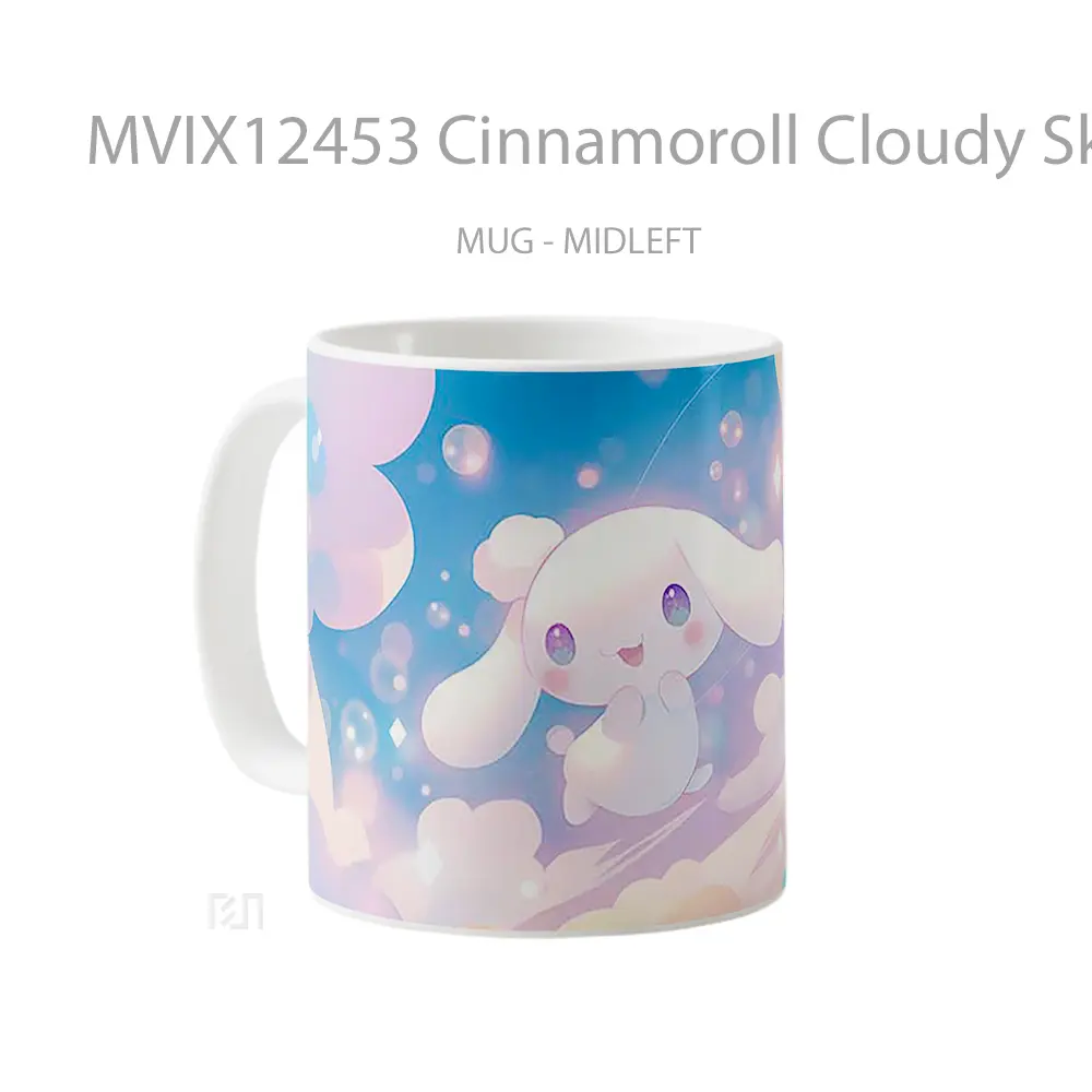 Mug Cinnamoroll Cloudy Sky Pastel Vibes Gelas Keramik Desain Unik - All-side / Desain