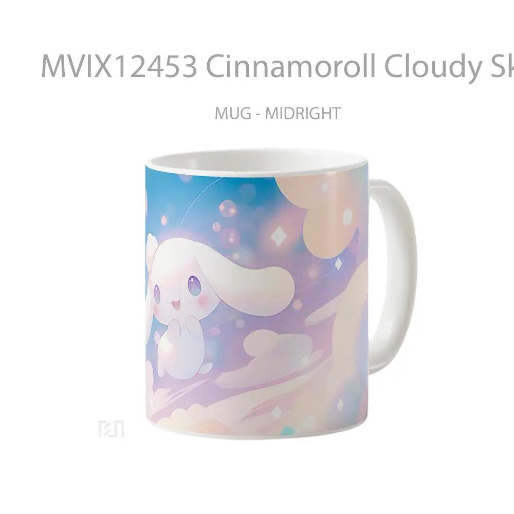 Mug Cinnamoroll Cloudy Sky Pastel Vibes Gelas Keramik Desain Unik - All-side / Desain