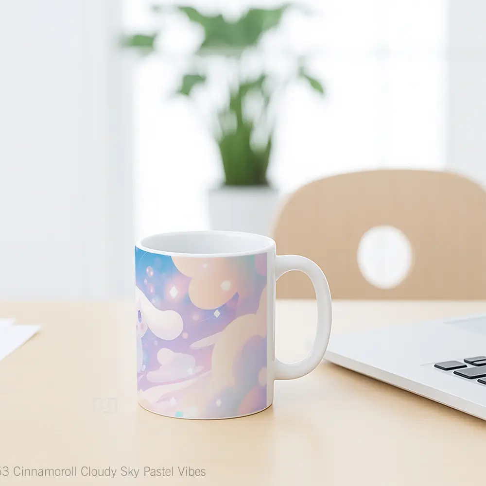 Mug Cinnamoroll Cloudy Sky Pastel Vibes Gelas Keramik Desain Unik - All-side / Desain