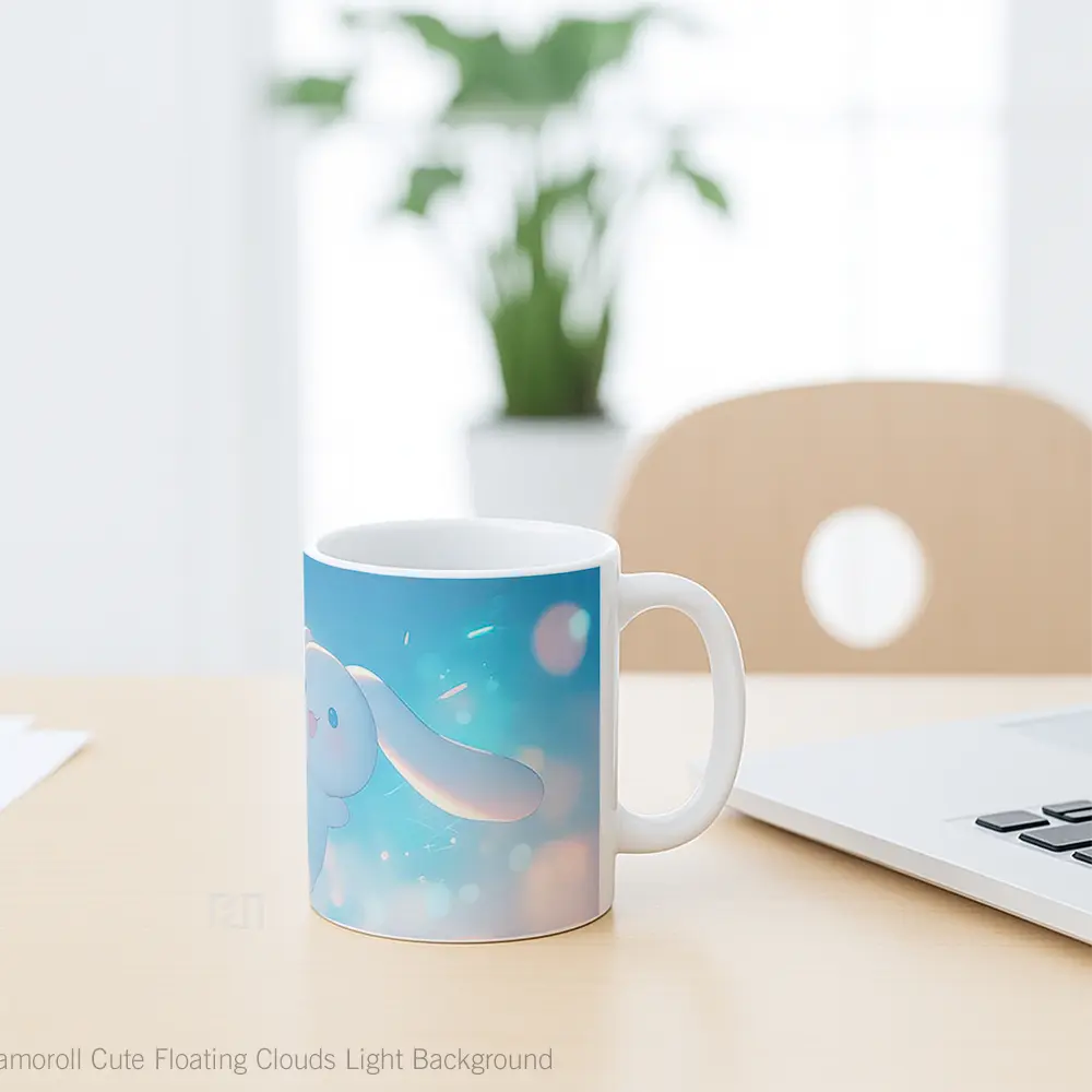 Mug Cinnamoroll Cute Floating Clouds Light Background Koleksi Mug Limited Edition - All-side / Desain