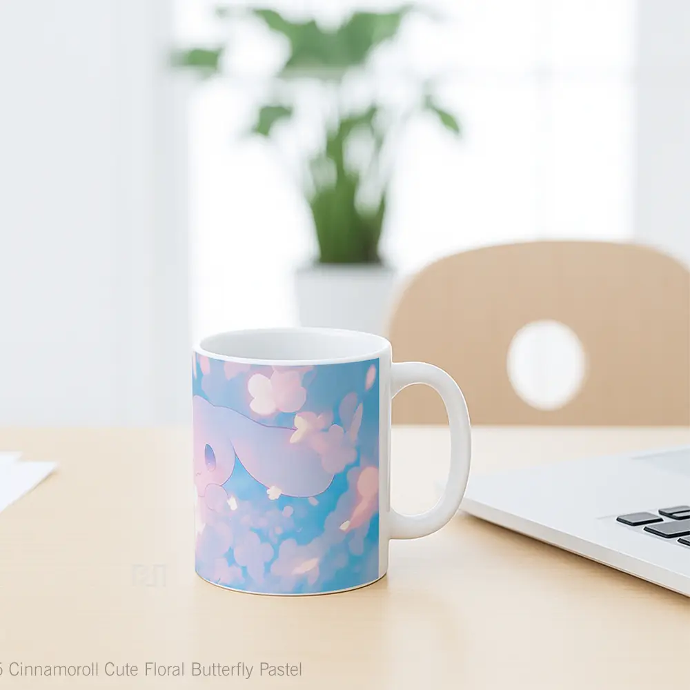 Mug Cinnamoroll Cute Floral Butterfly Pastel Mug Aesthetic Koleksi Spesial - All-side / Desain